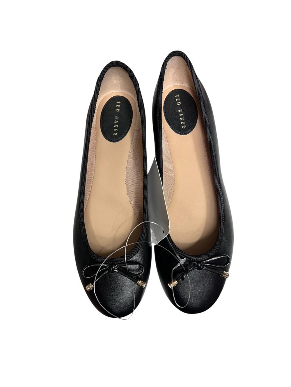 🌻NEW w/Tag Ted Baker Black Ballerina Flats Almond Toe Signature Bow Size 7.5